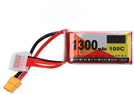 RC Battery Pack 22.2V 100C 1300mAh 6S Lipo Power Battery with XT60 Plug for FPV Drone Quadcopter