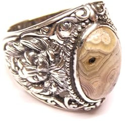 Herrenring Silber Gr. 62, Stein Jasper, Motivring  Löwe , Sterlingsilber, Schmuck Herren