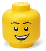 LEGO Storage Head (MINI) - HAPPY BOY - Polypropylene Storage Box with Lid for Kids' Toy Storage Stackable Organizer and Fun Storage Solution