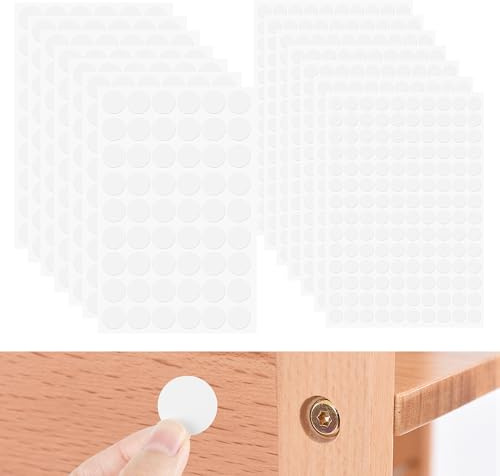 1372 Piezas Pegatinas Adhesivas para Tornillos Blanco,12mm/21mm PVC Tapar Agujeros Mueble Pegatinas Tapa Embellecedora Adhesiva Tapa Tornillos para Muebles