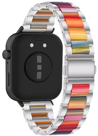Bracelet en Acier Inoxydable en Résine pour Huawei Watch Fit 3 Bracelet, avec Métal Fermoir Réglable Bande de Rechange pour Femme Homme Compatible avec Huawei Watch Fit 3 Sangle (Acier inoxydable,2)