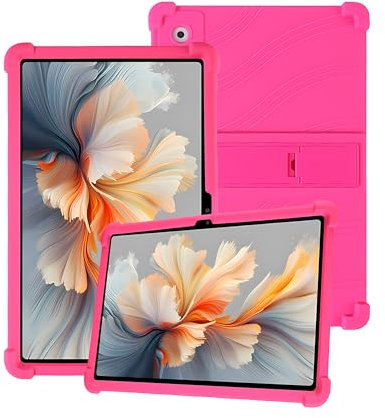 Funda de silicona para tablet Lenovo YOGA Tab Plus de 12.7 pulgadas con cobertura completa, a prueba de golpes, antiarañazos, soporte ajustable y funda de silicona suave, color rosa