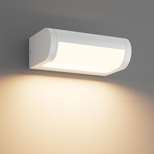 K-Bright 18W Außenlampe, LED Wandleuchte Aussen, Wasserdicht IP65 aussenlampe wand, Wandleuchte Innen/Außen mit Schwenkbar LED Panel, Warmweiß 3000K Außenwandleuchte für Garten Terrasse,Weiß