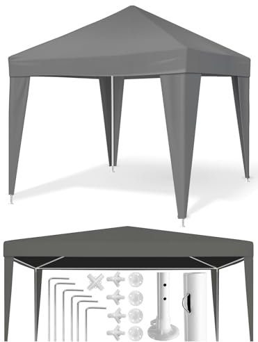 MalTec Gartenzelt Pavillon Kommerzielles Dach Gartenpavillon 3x3m GRAU, Stahl, Höhe 190cm Wasserdicht solid robus
