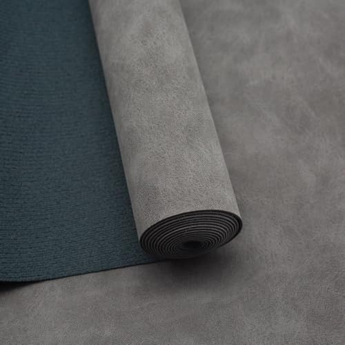 1 Yard Weichen Kunstlederstoffes - 91cm x 137cm Kunstleder Lederimitat Lederstoff Polsterstoff für DIY-Näharbeiten, Handtaschen, Sofas und Handwerksdekorationen (Dunkelgrau)