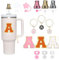 DOINEUFL Name Letter ID Stanley Cup Accessories 17 PCS - Letter ＆ Star Stanley Straw Cover, Metal Handle Charm and Stickers, Leak Stopper (A)