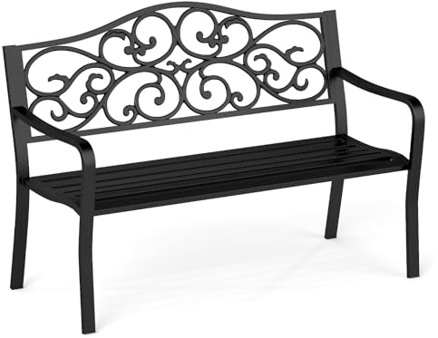 GIANTEX Gartenbank Metall für 2-3 Personen mit Rückenlehne