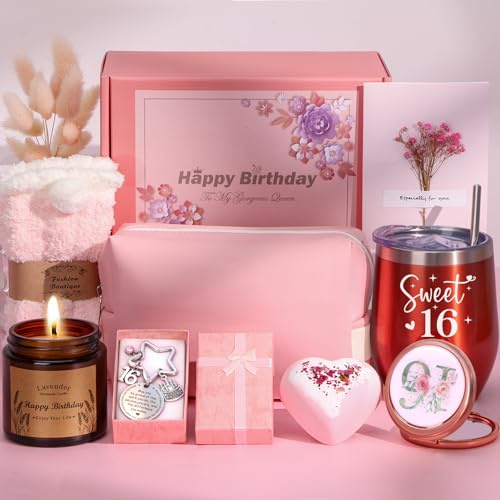 16th Birthday Gifts for Girls, Gifts for 16 Year Old Girls, Sweet 16th Birthday Hampers Presents, 16 th Birth day Gift Basket Ideas for Her Best Friend, Daughter, Niece, Sister, Granddaughter, Bestie