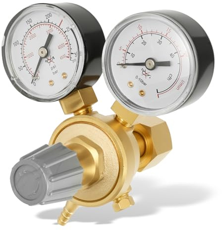 Mini Argon CO2 Regulator Adjustable Brass Welding Gas Argon Regulator Pressure Gauges for Tig and Mig Welding Mixed Gas CO2