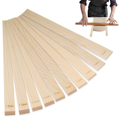 10 Pieces Pottery Rolling Pin Guides, 5 Sizes 3/5/7/10/12 mm Wooden Clay | Rolling Pin Guides, Thickness Guide Pottery Tools, Mud Stick Guide for Precise Polymer Clay Thickness Control