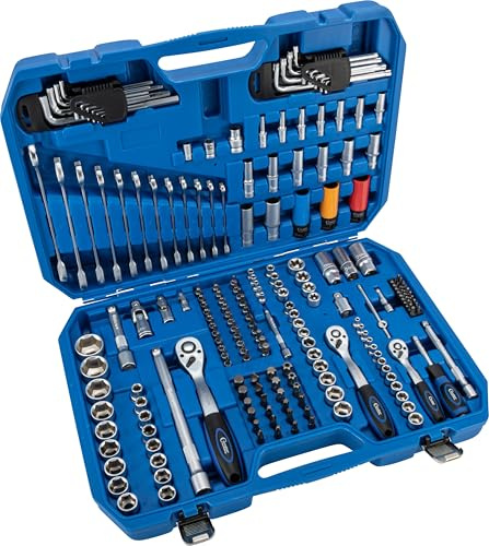 Condor Werkzeug 2176 | Steckschlüssel-Satz | 199-tlg., | 1/4 + 3/8 + 1/2 | 6-kant 4-32 mm | Ratschensatz | Knarrenkasten | Nusskasten Set Profi Werkzeug