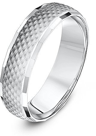 Theia Unisex Ehering Sterling Silber, Hammerschlag, mit poliertem facettiertem Rand, 6mm, - Größe 56 (17.8)