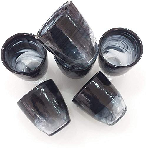 Servizio bicchieri acqua in vetro, set 6 pezzi cl 23 moderno modello new isotta colore NERO