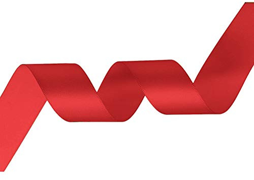 WedDecor Red Ribbon for Gift Wrapping, 40mm x 25 Metres Double-Sided Satin Polyester Ribbon Roll for Wedding, Christmas, Hair Bow, Crafting, Sewing, Birthday Cake Decoration | Satin Ribbon for Gift Wrapping, Christmas, Wedding, Crafting, Hair Bow, Sewing, Birthday Cake Decoration