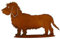 Klocke Dekoration Garten Figur - Hundedeko: Dackel auf Platte (Fester Stand) - Länge 70cm / Höhe 42cm - Edelrost Gartendekoration