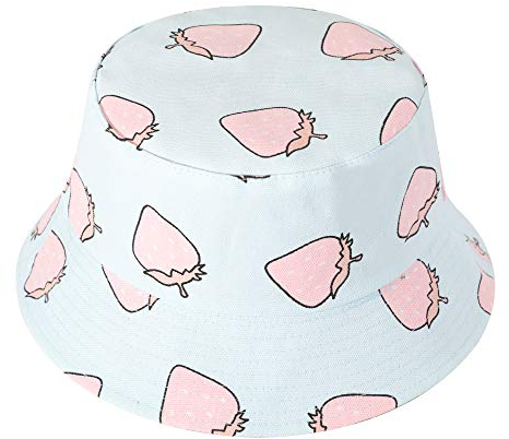 ZLYC Männer Frauen Sommer Fischerhüte Obst Hut, Erdbeerblau, One Size