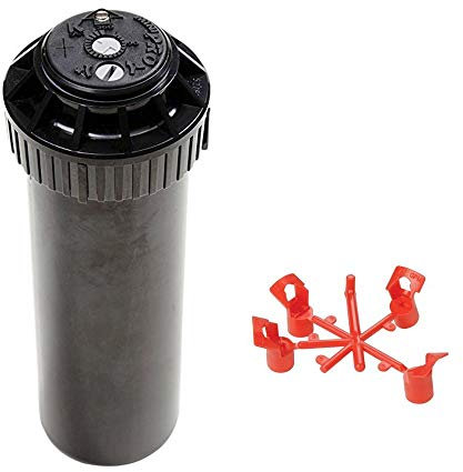 5 x Aspersor a turbina Pop-Up 1/2 Mini Pro Rain con 20 boquillas de repuesto de regalo | Ajustable hasta 360° | Cubierta de goma | Amplia compatibilidad de cabezales | Mecanismo antiatascos