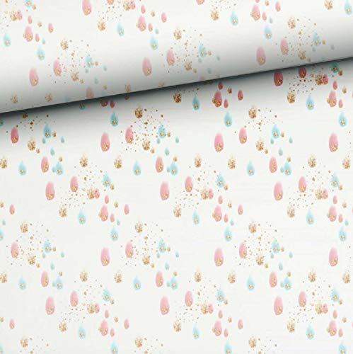 0,5m Kinder French Terry Sommersweat Konfetti Regentropfen - Meterware - Mädchen Sweat Stoffe zum Nähen