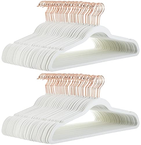 Amazon Basics zusammenpassenden Bügeln, um Anzüge, Hosen, Blazer und gefaltete Hosen zu halten und zu organisieren, Elfenbeinweiß/Gold, 100er-Pack