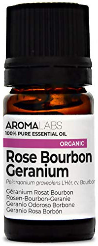 Aroma Labs - Geranio Rosa Borbón - Aceite Esencial Orgánico - Quimiotipado y Certificado AB - 5 mL