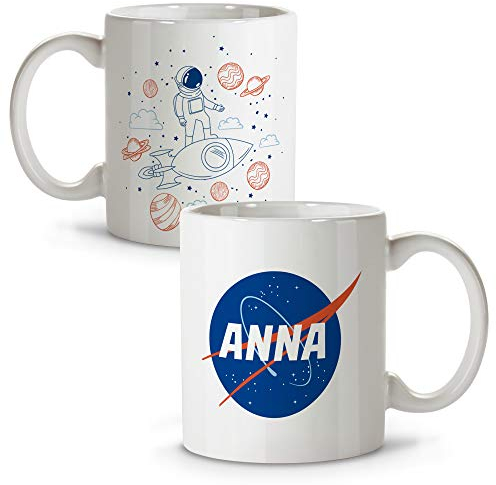 LolaPix Tazza personalizzata con nome/testo. Regali personalizzati per tifosi. Vari disegni e colori interni. NASA