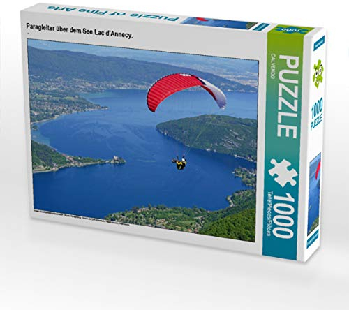 CALVENDO Puzzle Paragleiter über dem See Lac d'Annecy. 1000 Teile Lege-Größe 64 x 48 cm Foto-Puzzle Bild Verlag