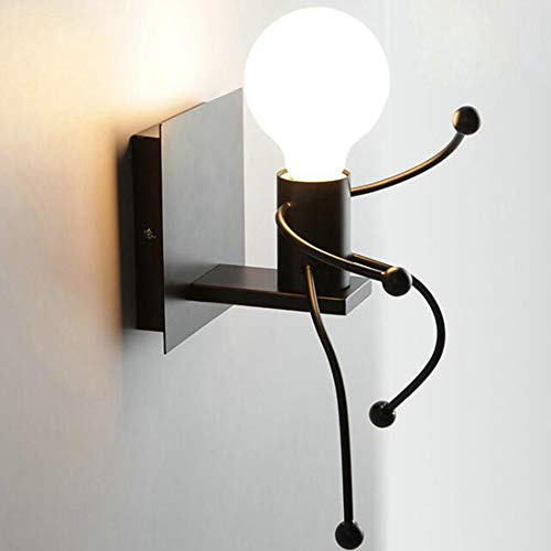 Mengjay Humanoid Wall Light Indoor, Creative LED Wall Lamp Modern Wall Sconce Light for Bedroom Children Room Hallway Restaurant Stair, E27, Bulb not Included (A)