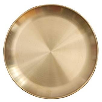 Jingtaihua Gold Serving Tray, Stainless Steel Metal Decorative Tray, Round, Luxurious Decorative, Gold, Solid, Durable Material, Easy to Clean, Suitable for Table Storage, Jewelry, Cosmetics, Key