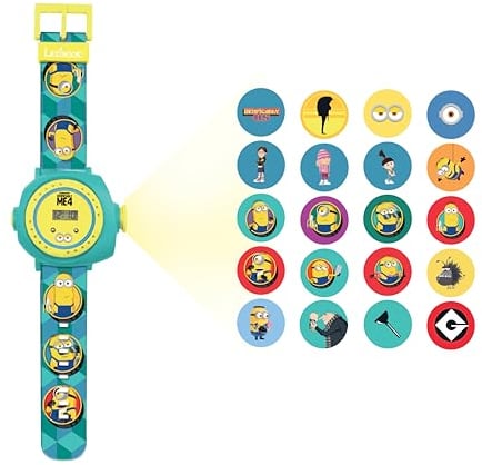 Lexibook, Despicable Me Minions Age 3+, Adjustable Projection Watch Digital Screen, 20 Images, for Children, Yellow/Blue, DMW050DES