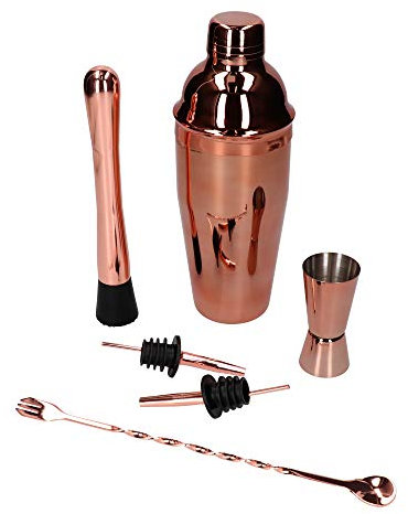 Juego de 6 Piezas, coctelera Cobbler 750 ml Cobre Brillante