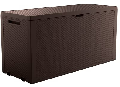 Keter - Emily Brown Outdoor Storage Box, 270 Litre Capacity 118 x 45 x 57 cm