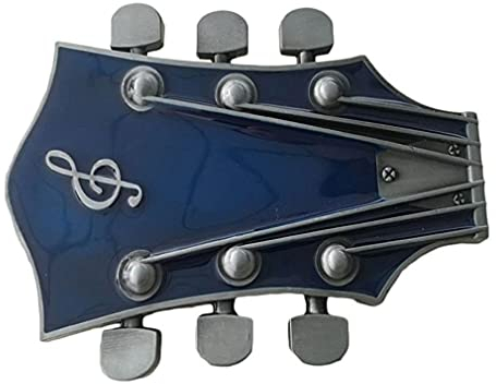 Lkmy Herren-Gürtelschnalle, 3D-Gitarren-Gürtelschnalle, Western-Cowboy-Musik-Vintage-Gürtelschnalle, cooles Jeans-Accessoire für Männer und Frauen, Vatertag, Weihnachten, Geburtstagsgeschenk, blau