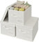 GRANNY SAYS Storage Boxes with Lids, Fabric Shelf Organiser for Wardrobe, Durable Linen Organisers and Baskets Pants Hoodies Organisation Label Holder, Pearl White, 3-Pack, XLarge (clothesbins-7WL)