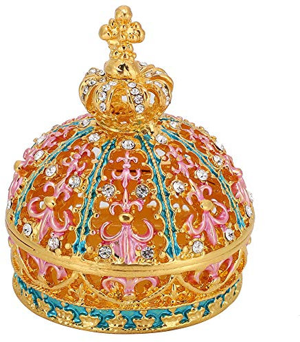 Vintage Fabergé-Ei-Schmuckkästchen, Kutschenkrone, Blumen-Schmuckkästchen, Reichhaltige Emaille, Funkelnde Strasssteine, Schmuckkästchen, Geschenke, Luxus-Wohnkultur, Romantisch, Leben Wie eine Prinze