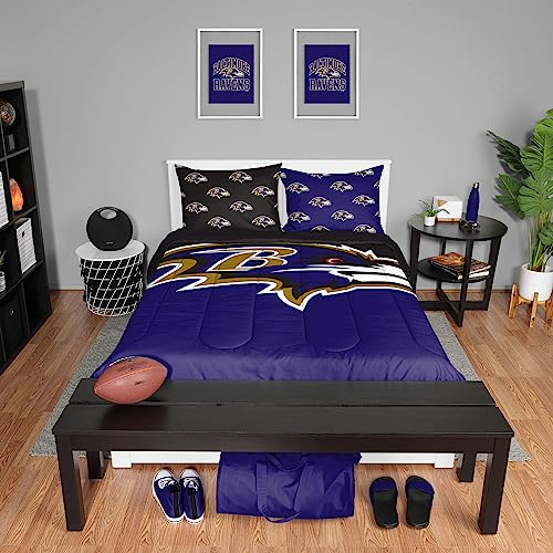 FOCO 3-teiliges Bettwäsche-Set mit Steppdecke in den Farben des San Francisco 49ers NFL Teams, Full-Size