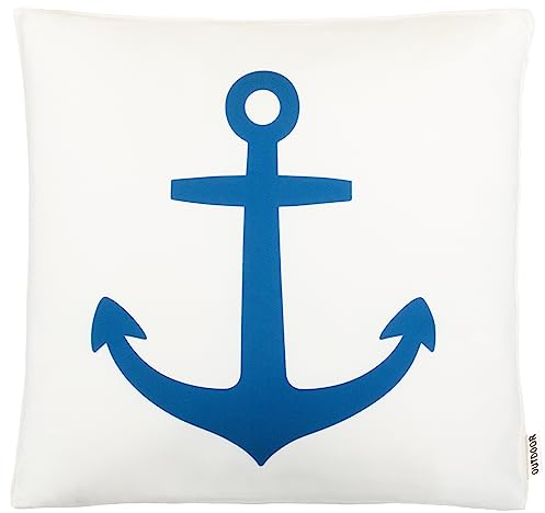 Brandsseller Outdoor Dekokissen Anker Weiß Gartenkissen ca. 45 x 45 cm - Reißverschluss - Wasser und Schmutzabweisend
