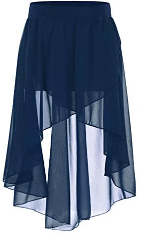 MSemis Enfant Fille Jupe de Ballet Danse Asymétrique Jupe de Patinage Artistique Jupette Danse Classique Latine Salsa Jazz Rumba Robe de Sport Dancewear 2-16 Ans Bleu Marine 12 Ans