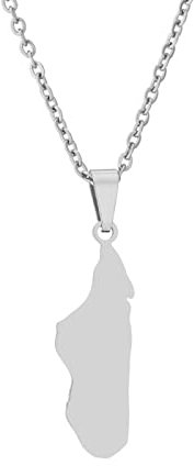 Hiphop Madagaskar Halskette Geschenkanhänger & Kette Madagaskar Karte Männer/Frauen Trendiger Schmuck Modeschmuck Charme Patriotisches Symbol Halskette Geschenk Reise Gedenkgeschenk, Weiß, 50Cm