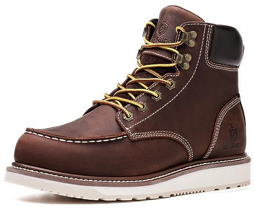 SL-Saint Impermeable Acero/Soft Moc Toe Botas de trabajo clásicas para hombre Goodyear-welted 6'' Marrón