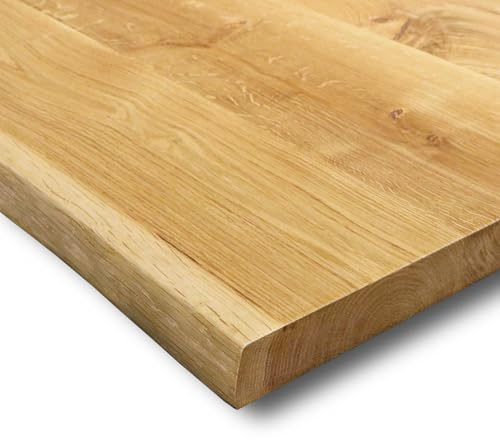 holz4home® Tischplatte mit Baumkante Massivholz Eiche I 260 x 100 x 4 cm LxBxH I Esstisch-Platte Schreibtischplatte I Echtholz