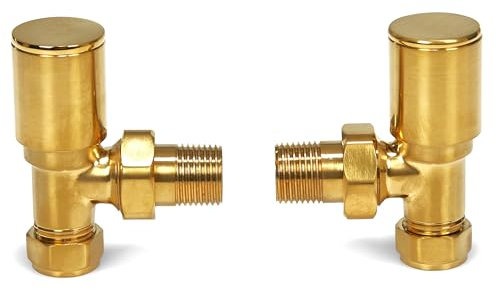 Válvulas de radiador de latón cepillado en ángulo recto de 15 mm tradicionales para toallero (angular)