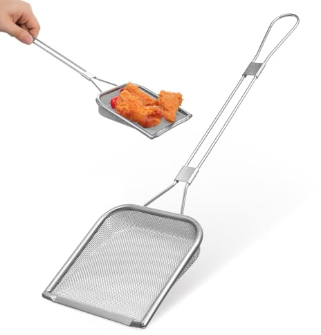 Kichvoe Écumoire Inox Louche Passoire À Maille Fine 16.93 in De Cuisson Manche Avec Trou De Suspension Ustensile De Cuisine Pour Frites Œufs Pochés Légumes Viande