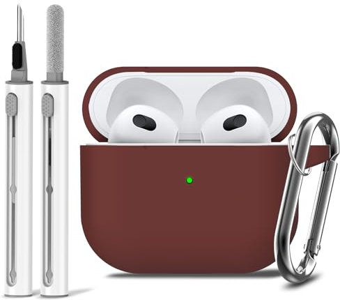 Ljusmicker Custodia per AirPods di terza generazione con kit di pulizia, custodia protettiva in morbido silicone per Apple AirPods di terza generazione, custodia di ricarica con portachiavi, custodia