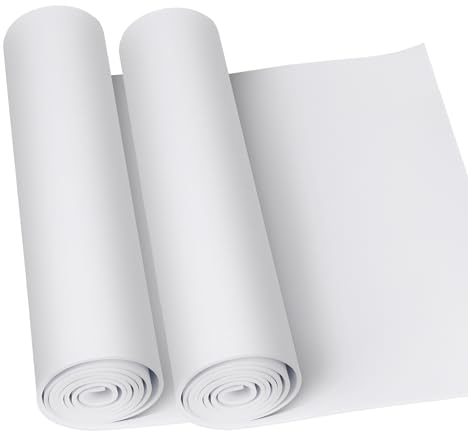 Do²ping Pacco 2 Gomma EVA Bianca, 1mm di spessore (1-10mm) Schiuma EVA Cosplay, 34 x 124.5cm EVA foam ad alta densità 86kg/m3 per il progetto di fai da te in costume (2PCS 1mm Bianca)
