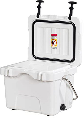 GYMAX Nevera Portátil 15L, Caja Térmica con Patas Antideslizantes, Calentador de Alimentos 45 x 34 x 33 cm, Caja Isotérmica con Asa de Transporte y Tapa con Cierre, para Camping y Viajes (Blanco)