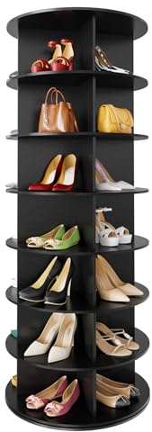 SpaceAid Drehbares Schuhregal mit 7 Ebenen, drehbares Schuhregal, Lazy Susan, drehbares 360-Grad-Schuhregal, Aufbewahrung, rundes Karussell, vertikale Handtasche, drehbar, Schuhschrank, Organisation