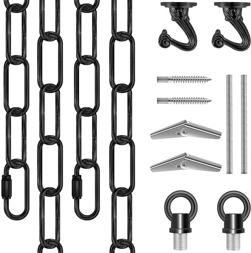 15ft heavy duty chain for hanging pendant light with connection locks extension chain for chandelier, swag lamp, fruit basket, bird feeder, load capacity 65