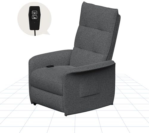 FLEXISPOT Recliner Armchair Electric Chair Fabric Chair with Arms Adjustable Sofa Lounge TV Armchair with Reclining Function Backrest Adjustable from 105° to 155° Dark Grey