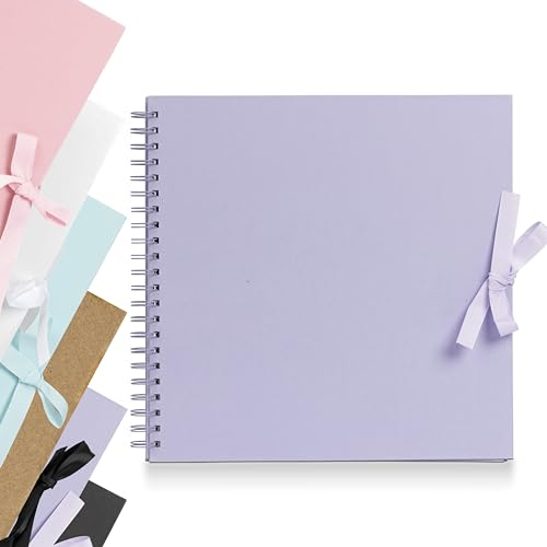 evelay Album fotografico per scrapbooking, rilegatura a spirale, per coppie, libro dei ricordi da viaggio, con 40 pagine, 30,5 x 30,5 cm, colore: lilla