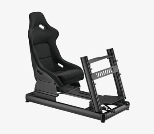 Wheel Stand Racing® Professionelles Renn-Cockpit, Sim-Rig, voll verstellbare Radhalterung, Pedalhalterung und Sitz, LED-Synchronisation, kompatibel mit Logitech, Fanatec, Thrustmaster, Moza und Hori,